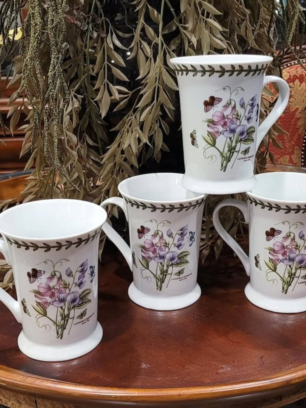 PORTMEIRION BOTANIC GARDEN PIMPERNEL SWEET PEA COFFEE MUG SET 8013